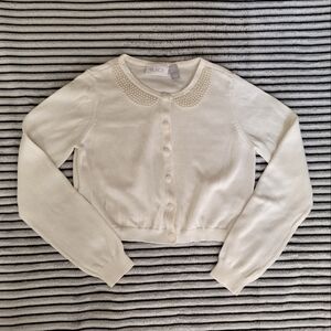 The Children's Place Pearl Collar Button Down Cardigan Sweater Size 10-12(L)